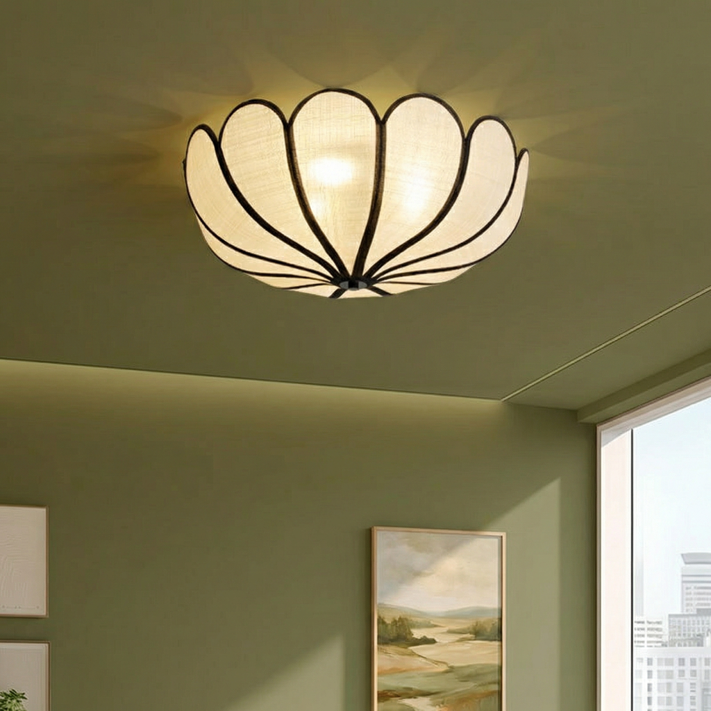 BreezeWeave Elegant Handwoven LED Flush Mount Ceiling Light Fixture