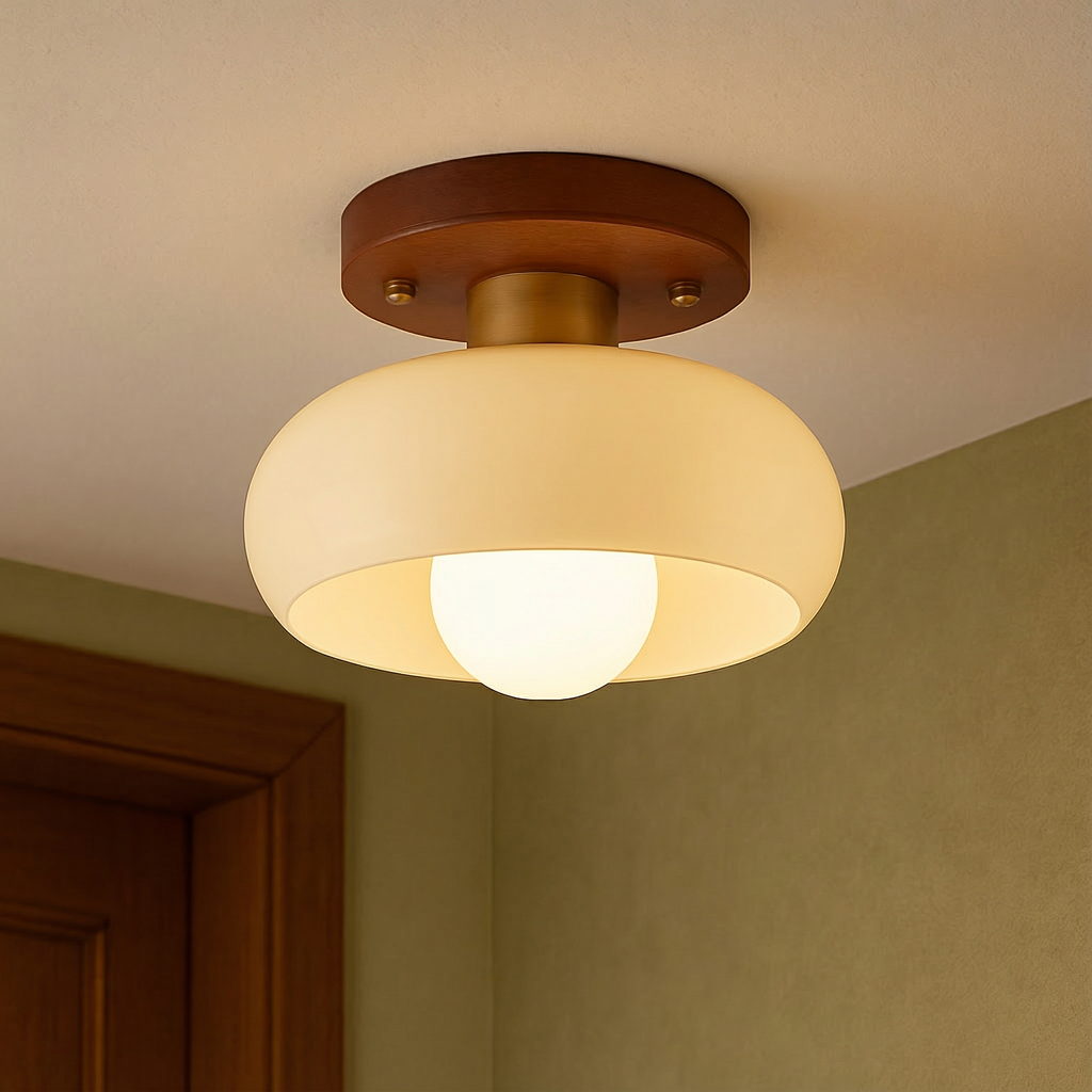 Elegantní stropní svítidlo Aurelia Nordic z přírodního dřeva s přisazenou montáží
