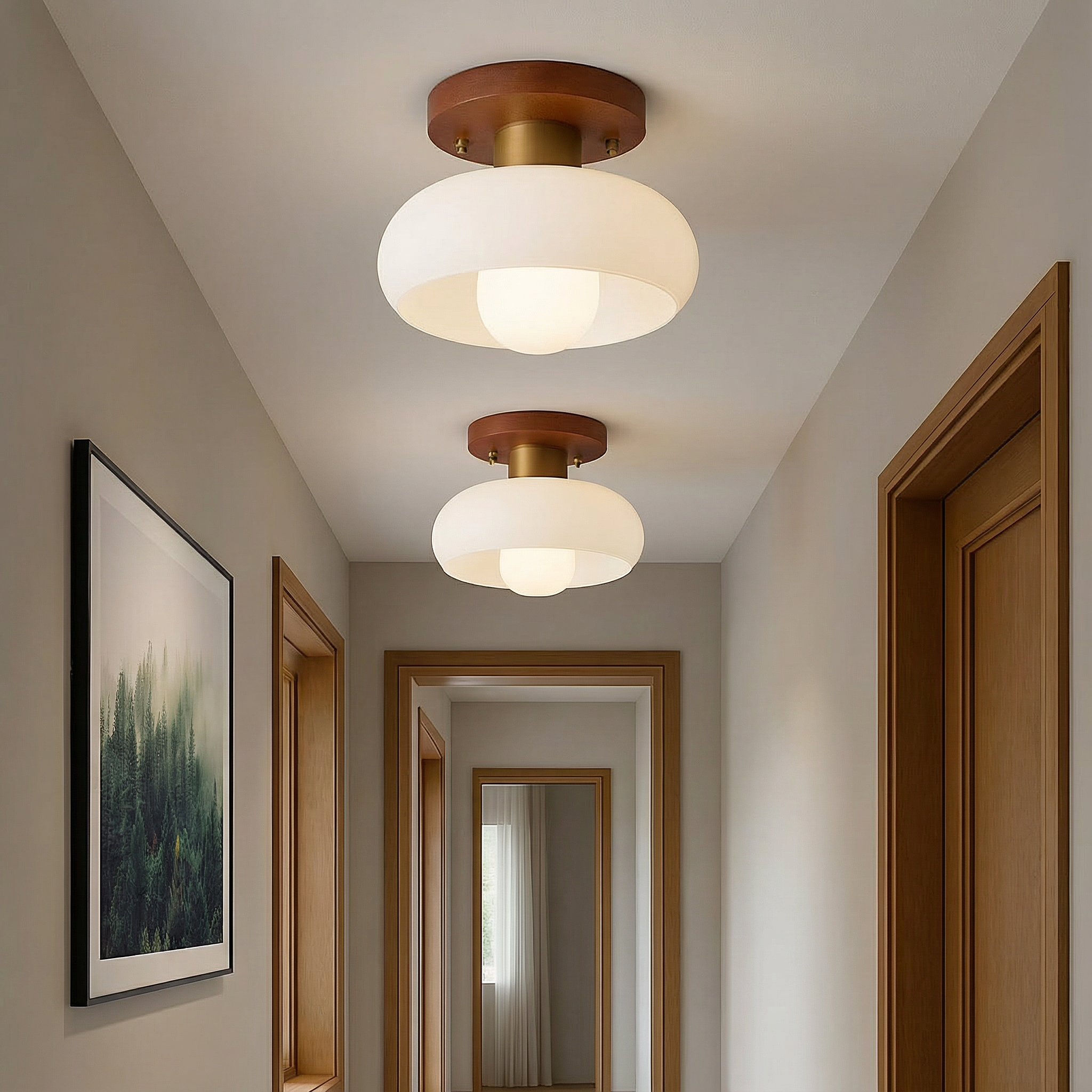 Elegantní stropní svítidlo Aurelia Nordic z přírodního dřeva s přisazenou montáží