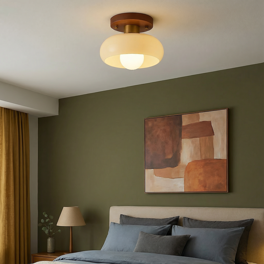 Elegantní stropní svítidlo Aurelia Nordic z přírodního dřeva s přisazenou montáží