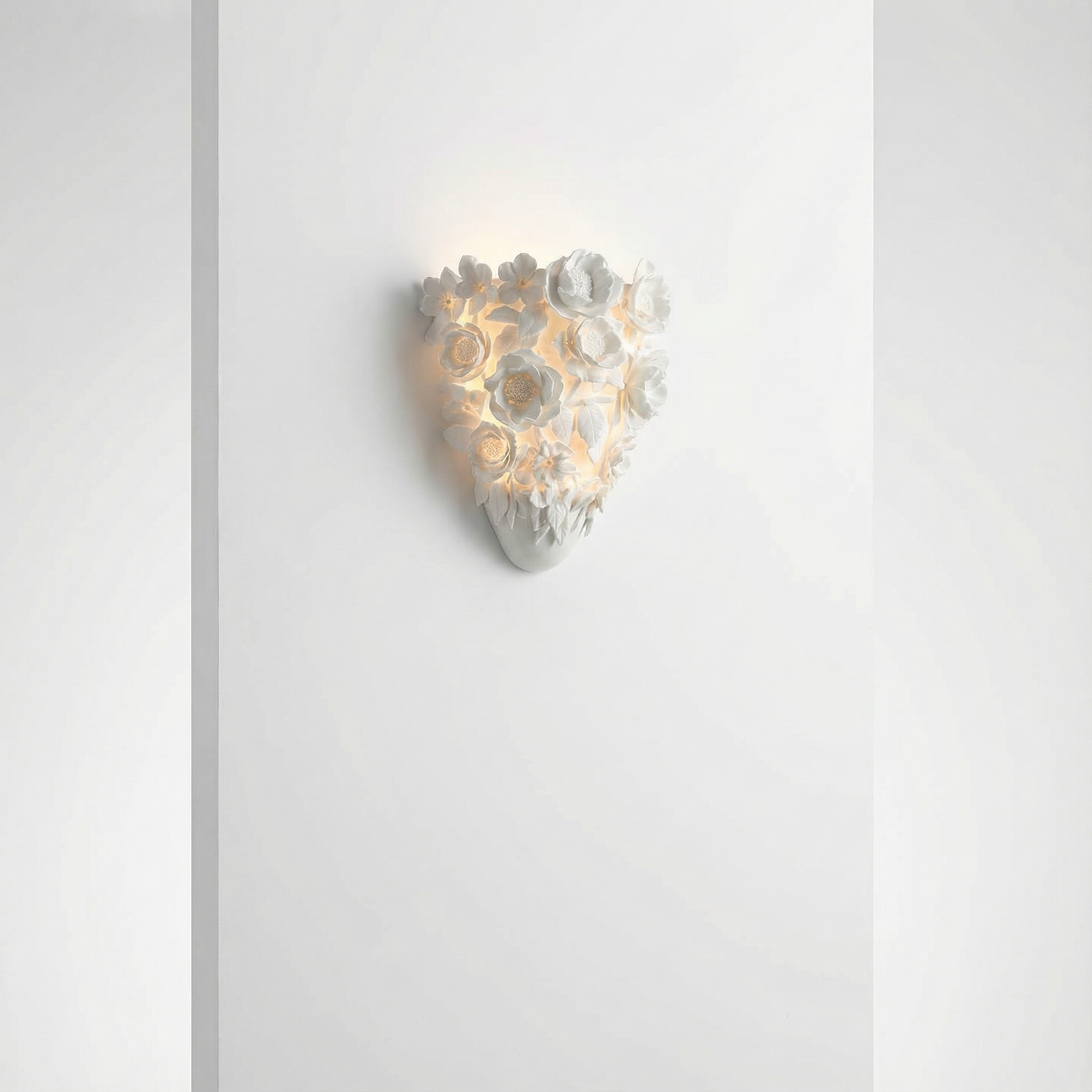 Ceramic Flower Wall Lamp With Soft LED Glow, Elegant Sconce For Warm Ambience