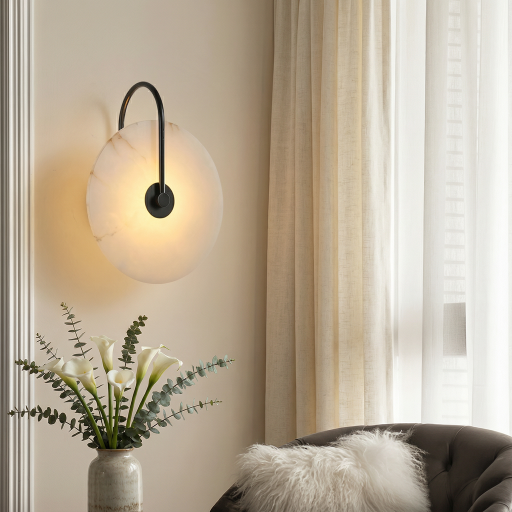 Mramorová nástěnná lampa Astra s jemným LED světlem, moderní nástěnná lampa pro teplou atmosféru
