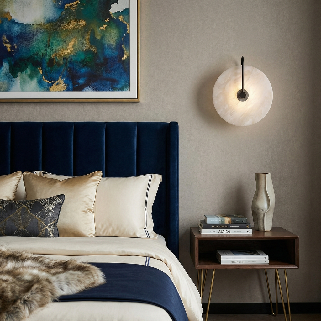 Mramorová nástěnná lampa Astra s jemným LED světlem, moderní nástěnná lampa pro teplou atmosféru