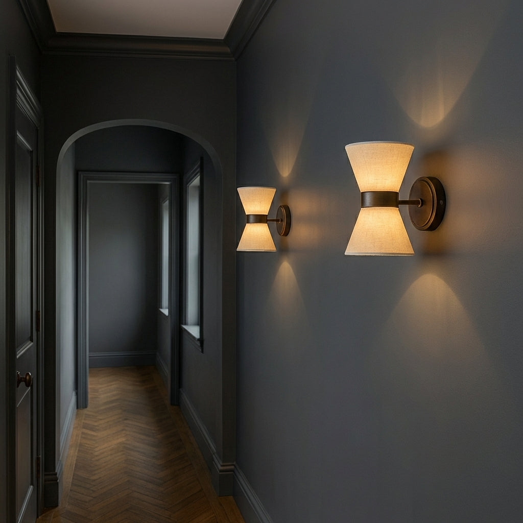 Lumora Wall Light Sconce With Asymmetric Silk Shade For Modern Spaces