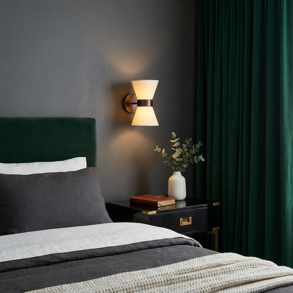 Lumora Wall Light Sconce With Asymmetric Silk Shade For Modern Spaces