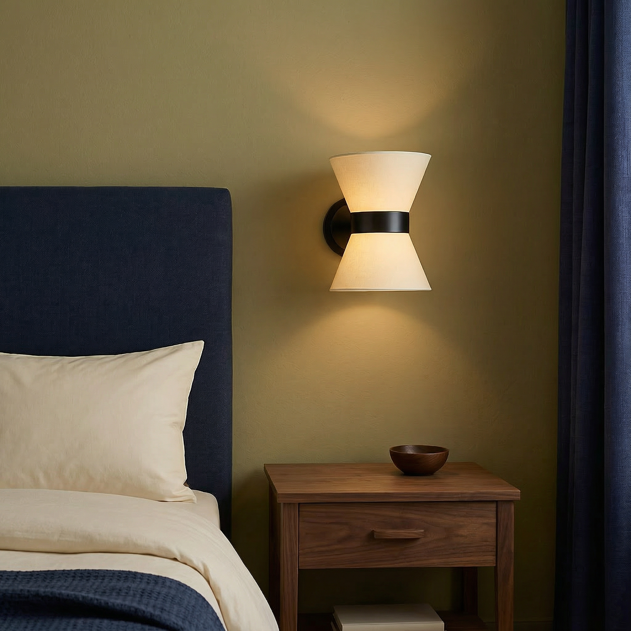 Lumora Wall Light Sconce With Asymmetric Silk Shade For Modern Spaces