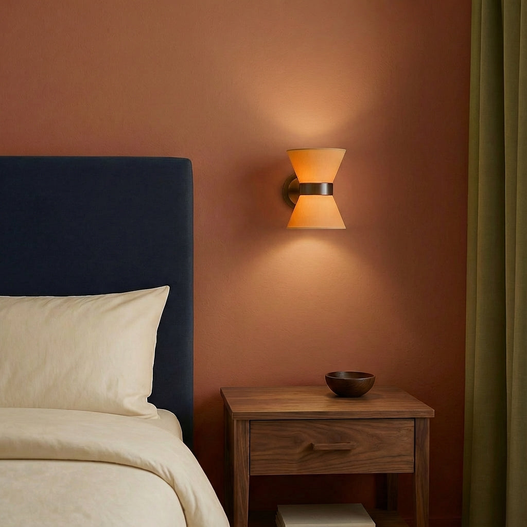 Lumora Wall Light Sconce With Asymmetric Silk Shade For Modern Spaces