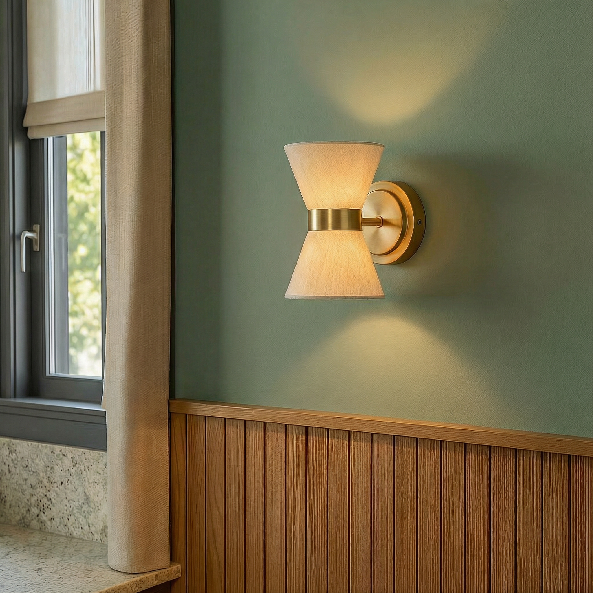 Lumora Wall Light Sconce With Asymmetric Silk Shade For Modern Spaces