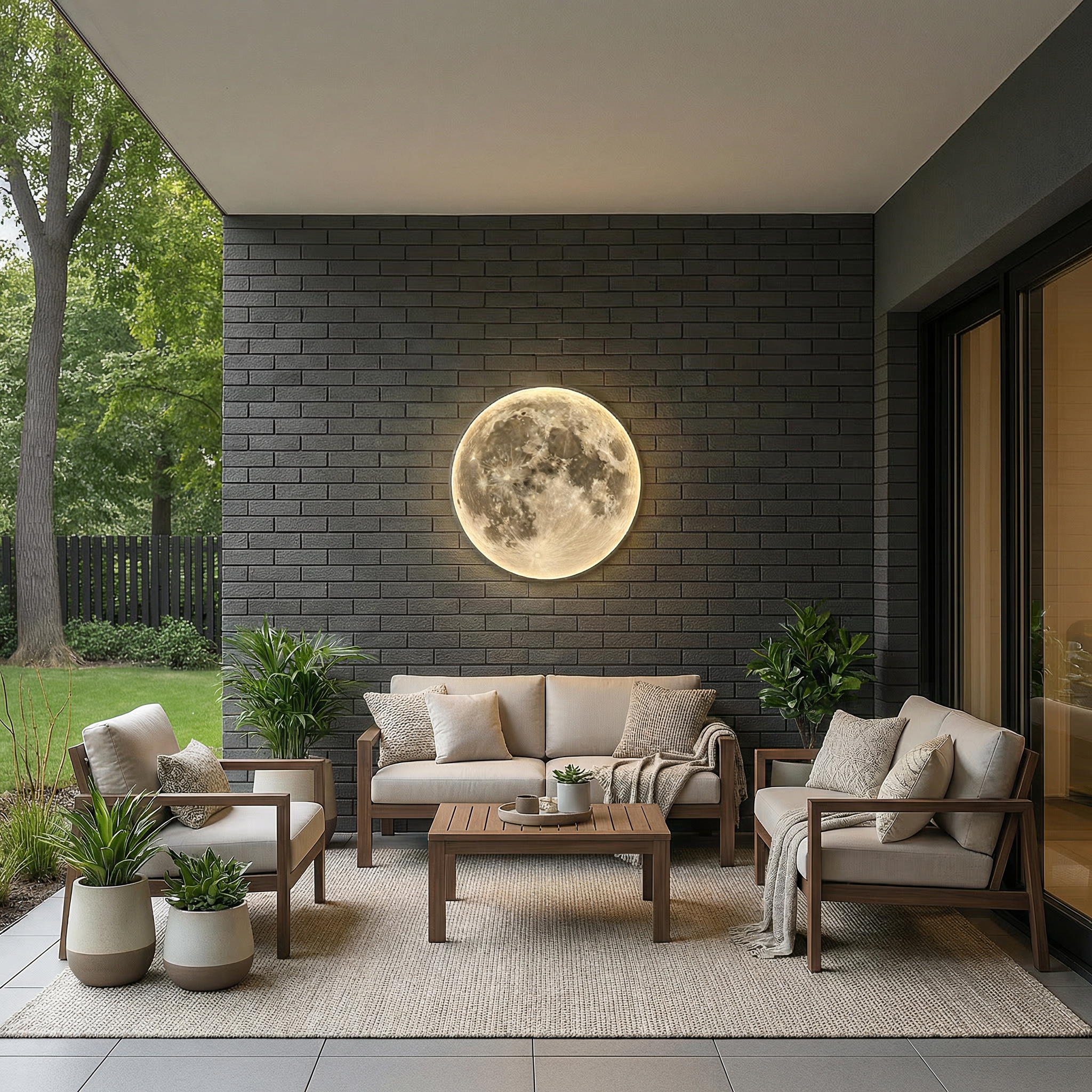 CelestiaGlow Outdoor Wall Lights With Realistic Lunar Surface