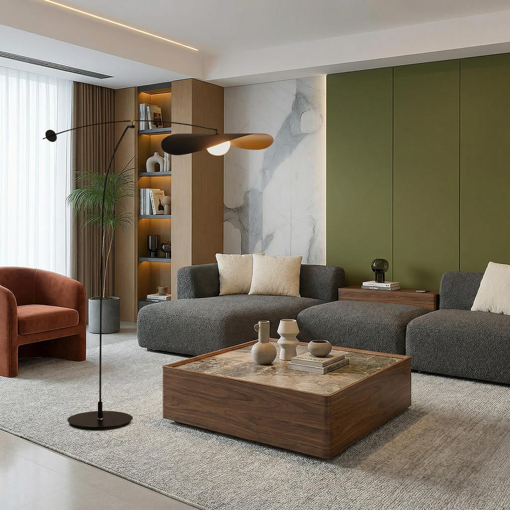 Luma Line Modern Floor Lamp With Bamboo Design And Soft LED Glow