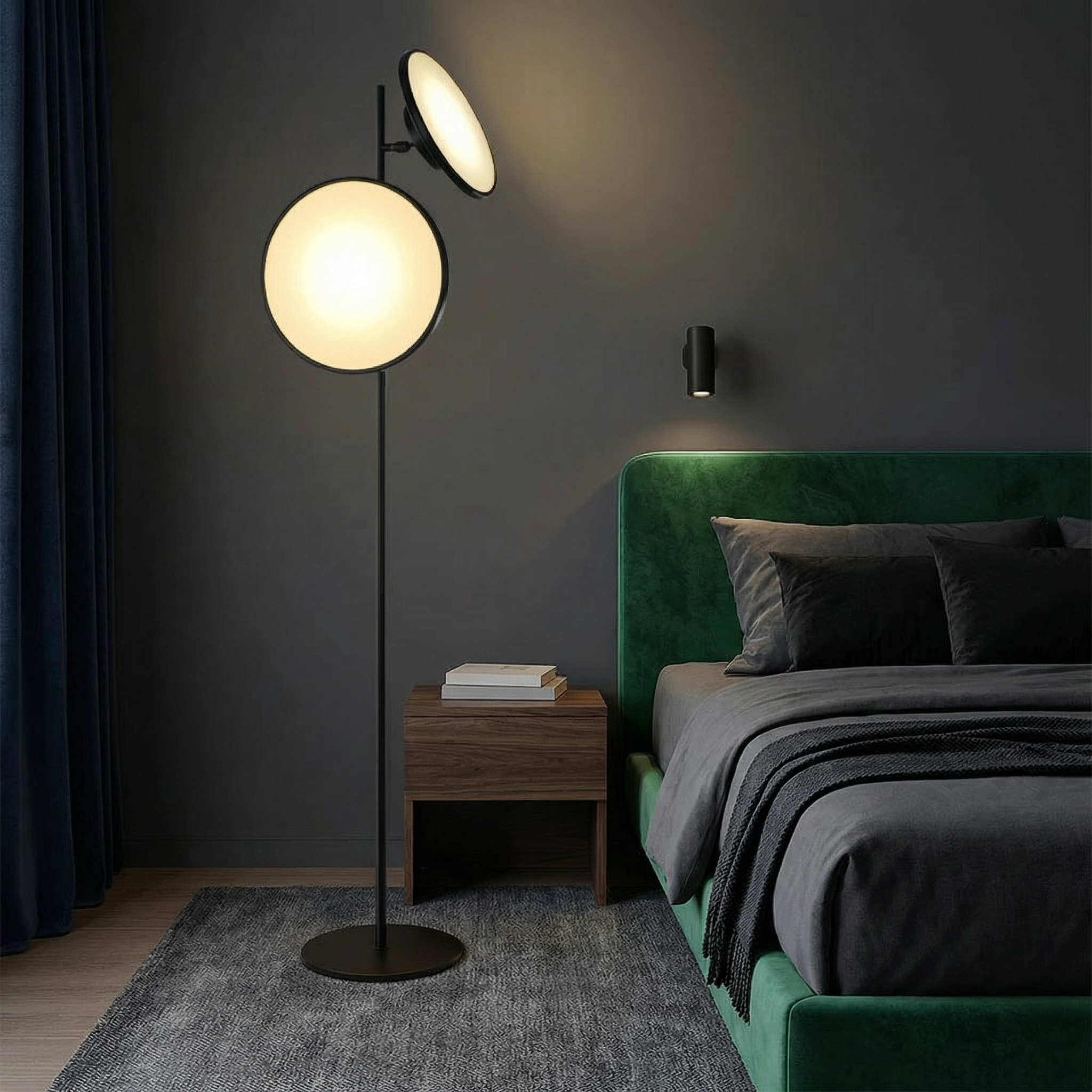 Sleek Black Floor Lamp With LED Bulb For Minimalist Living Room Lighting