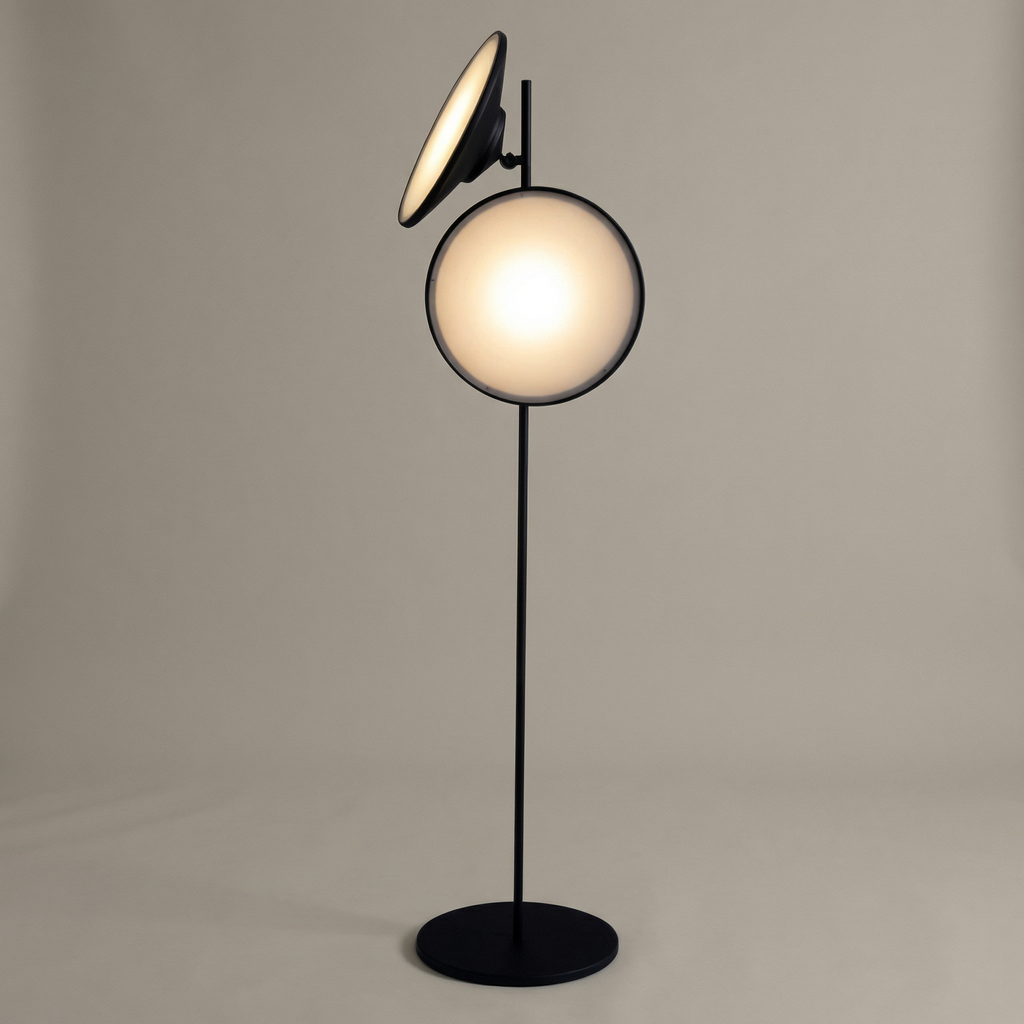 Sleek Black Floor Lamp With LED Bulb For Minimalist Living Room Lighting