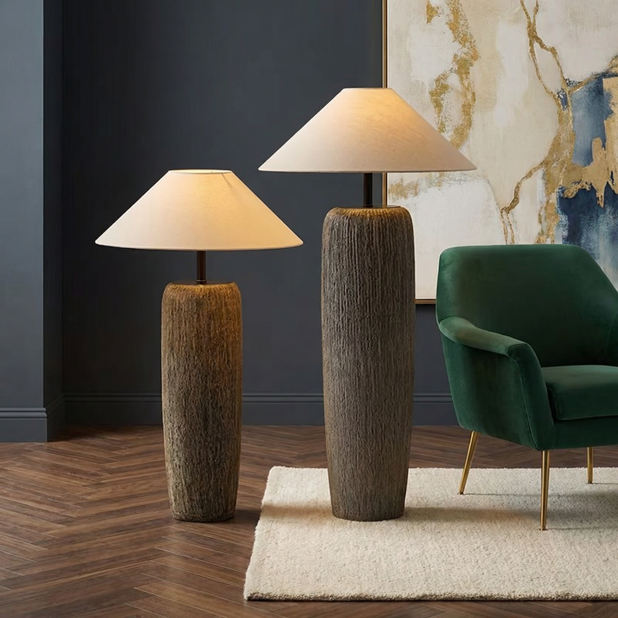 Contemporary Floor Lamp With Handcrafted Ceramic Base For Cozy Living Rooms