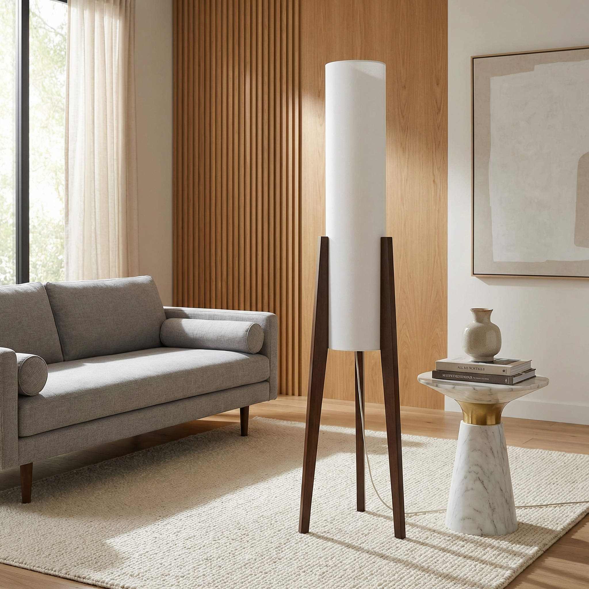 Lampada da Terra Autumn Grove con Lampadina LED Integrata per Atmosfera Mid Century Modern