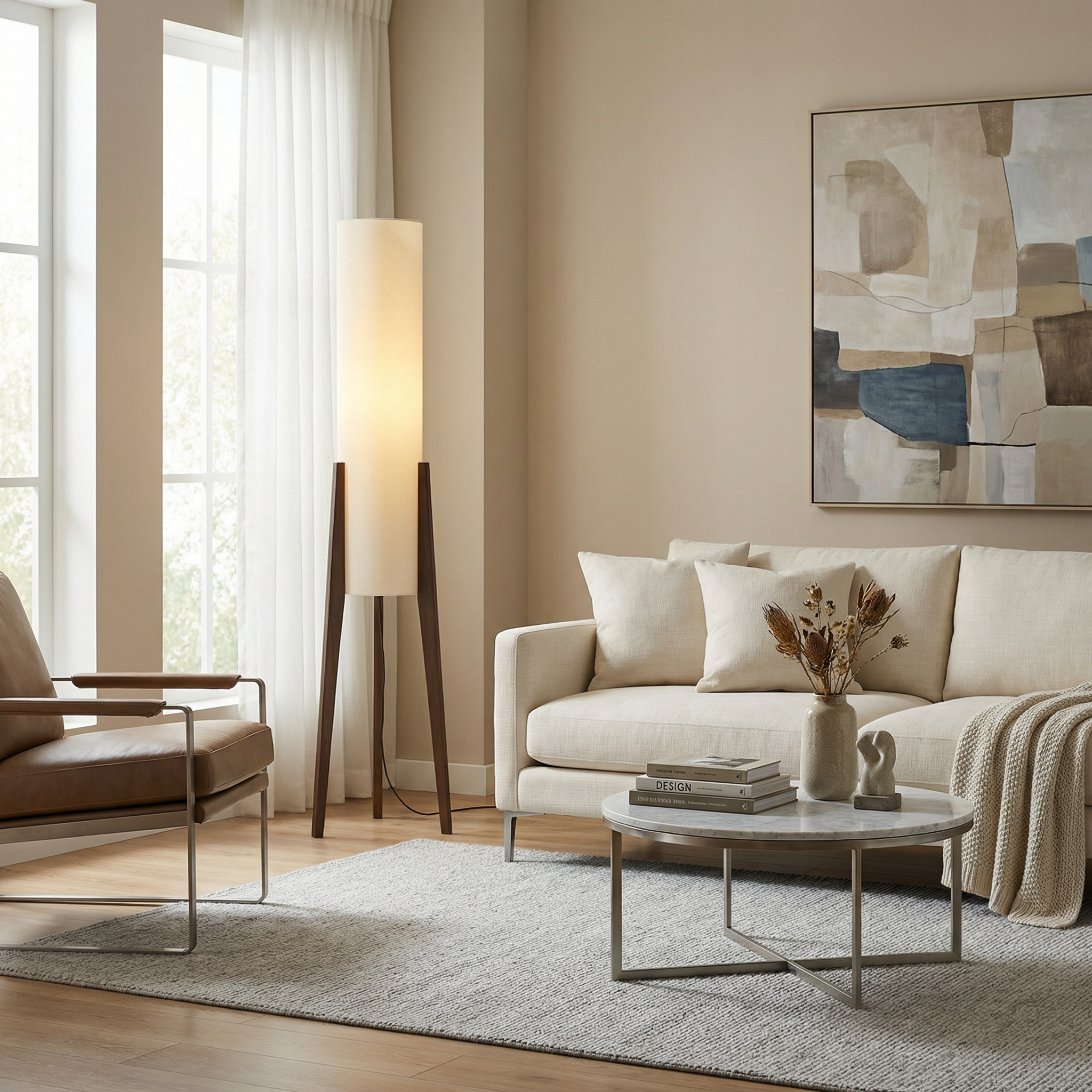 Lampada da Terra Autumn Grove con Lampadina LED Integrata per Atmosfera Mid Century Modern