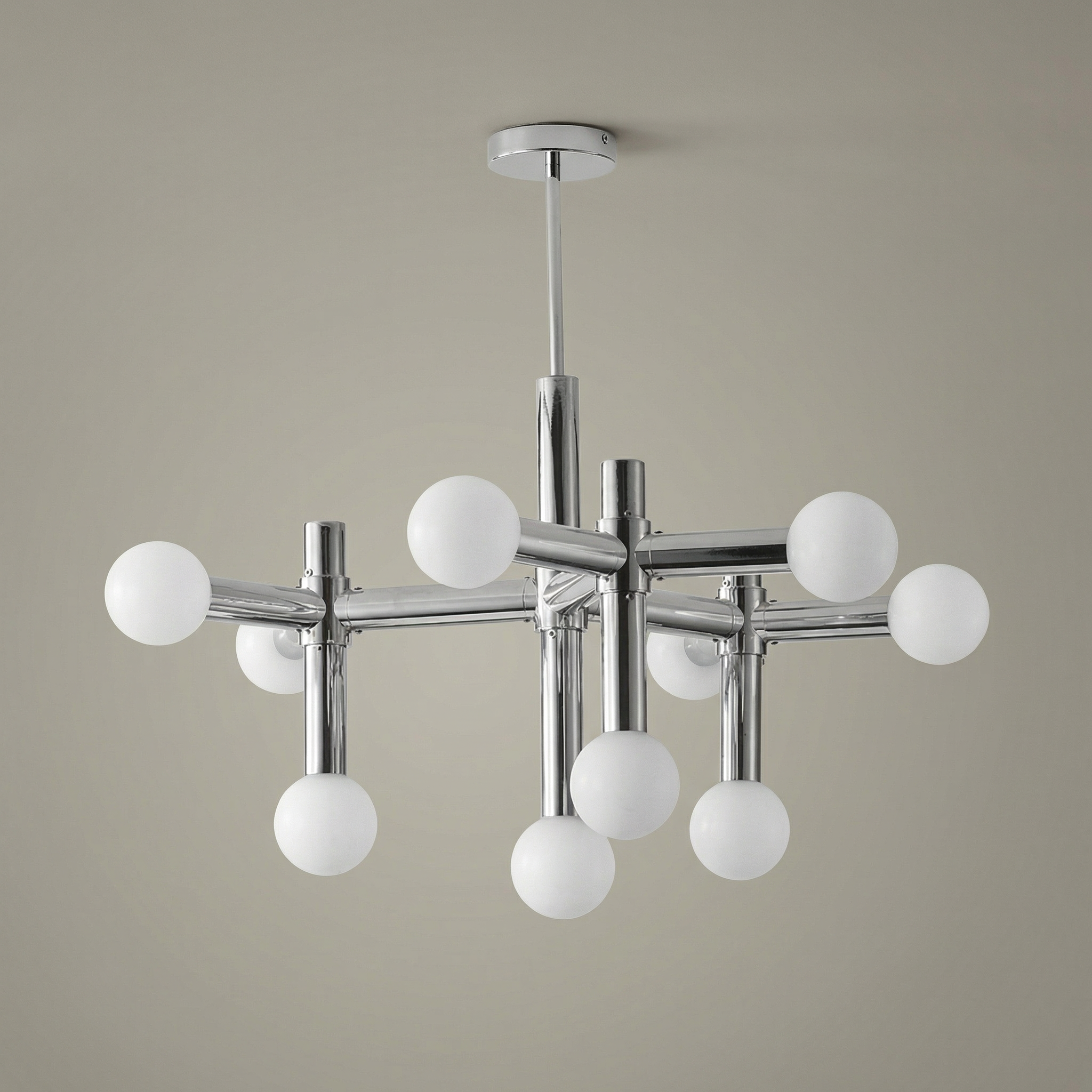 Geometric Metal Chandelier With LED Bulbs And Adjustable Height For Modern Dining