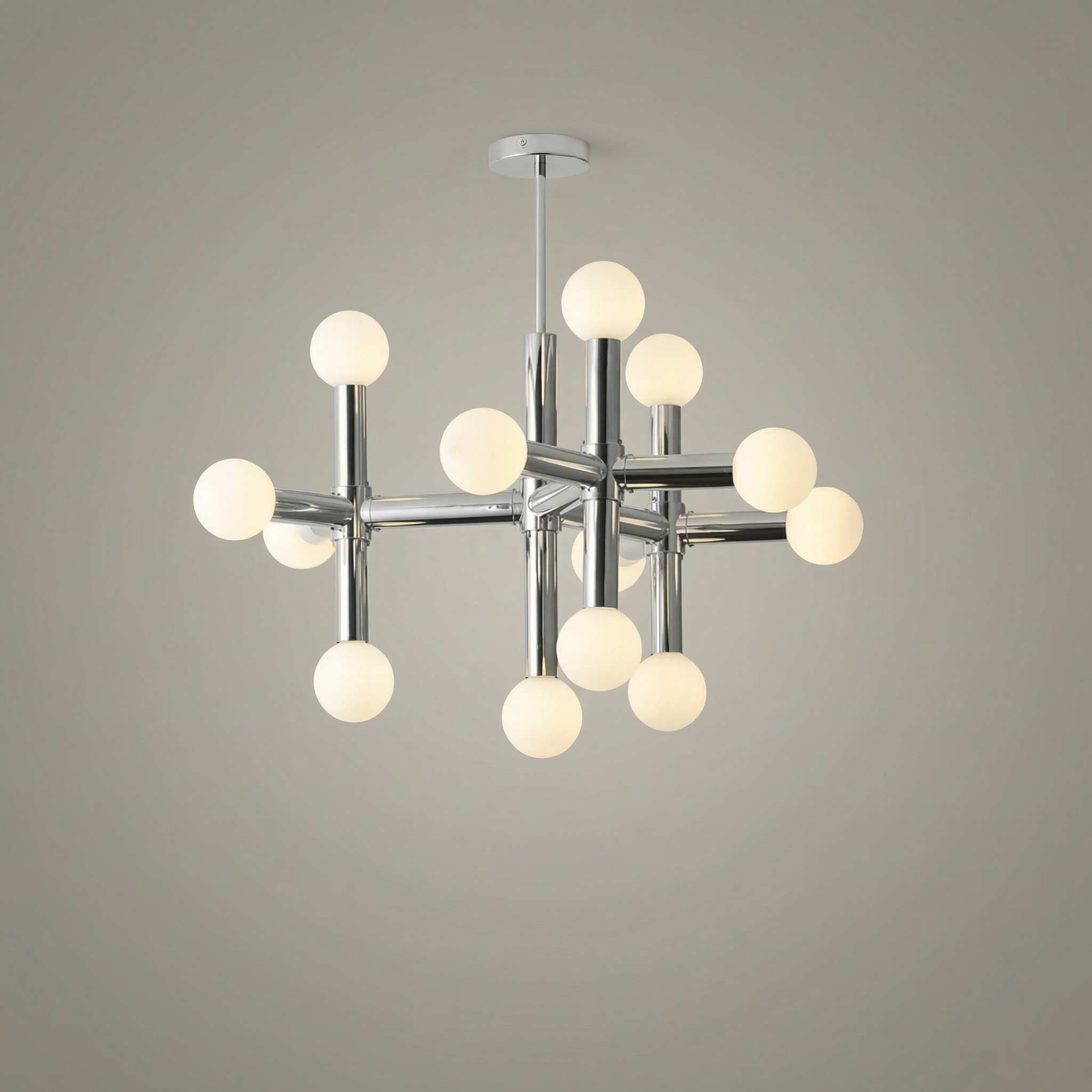 Geometric Metal Chandelier With LED Bulbs And Adjustable Height For Modern Dining