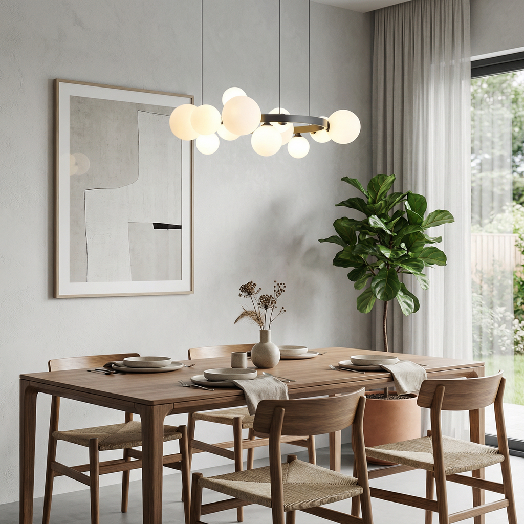 Arctic Grace Moderne Lysekrone Med Justerbar Højde Og Skulpturel Globe