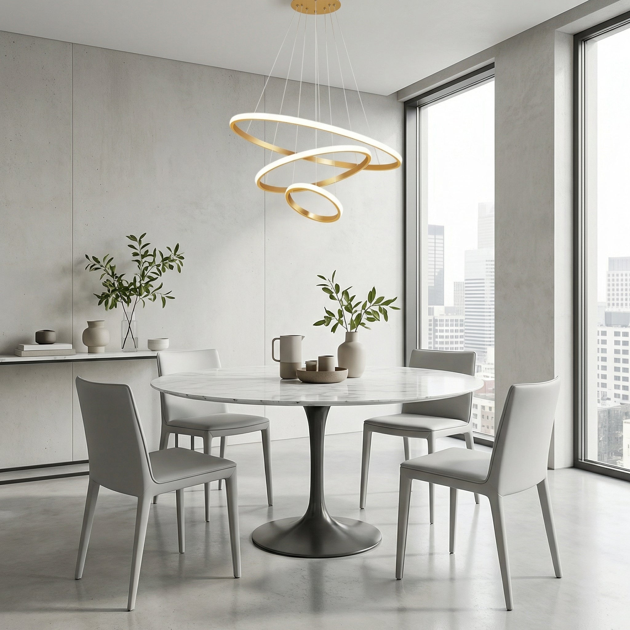Three Layer Modern Chandelier With Elegant Design And LED Bulbs, Height Adjustable