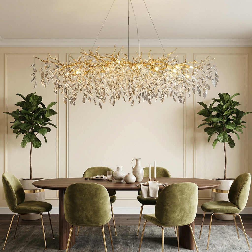 Aurora Kristall-Kronleuchter mit höhenverstellbarem Design für die Atmosphäre im Esszimmer