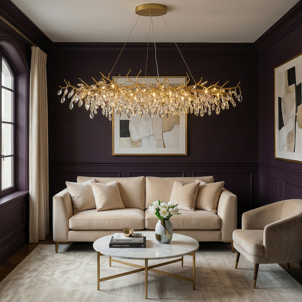 Aurora Kristall-Kronleuchter mit höhenverstellbarem Design für die Atmosphäre im Esszimmer