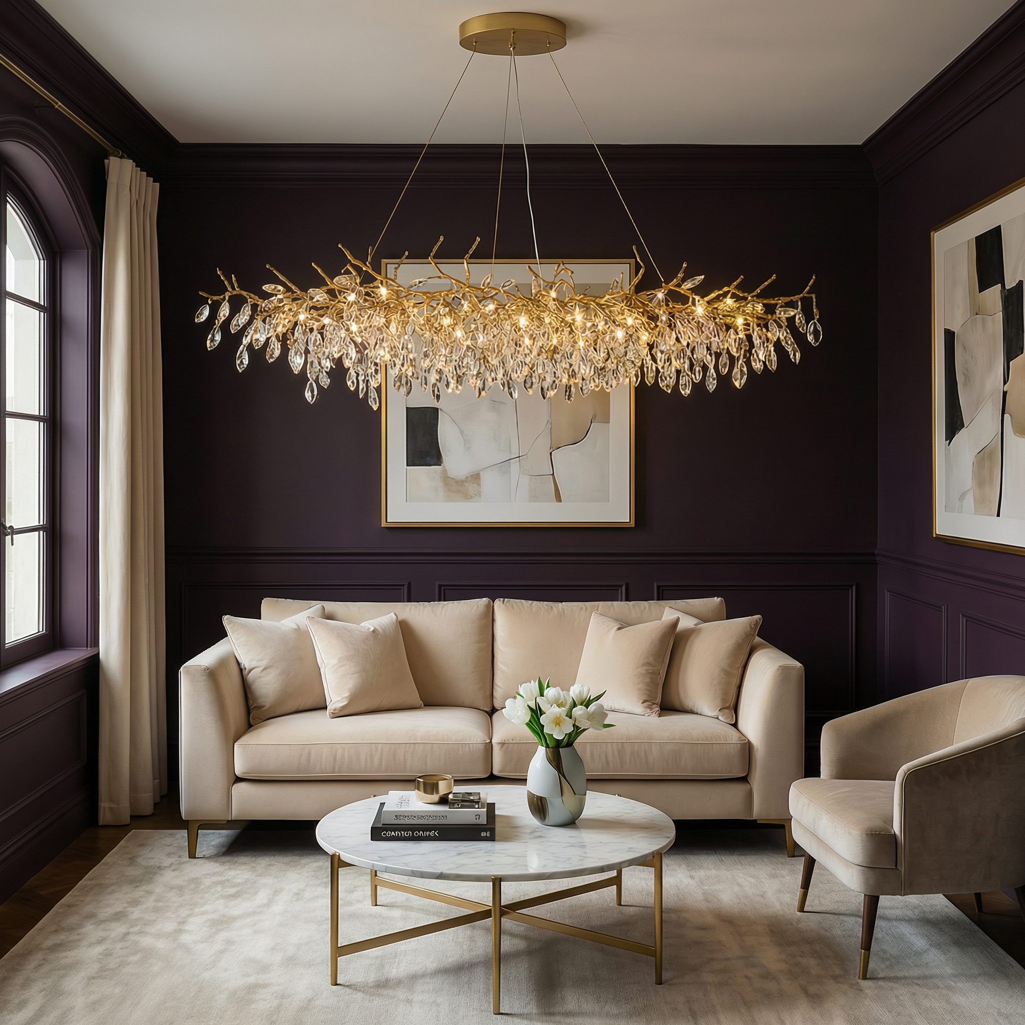 Aurora Kristall-Kronleuchter mit höhenverstellbarem Design für die Atmosphäre im Esszimmer