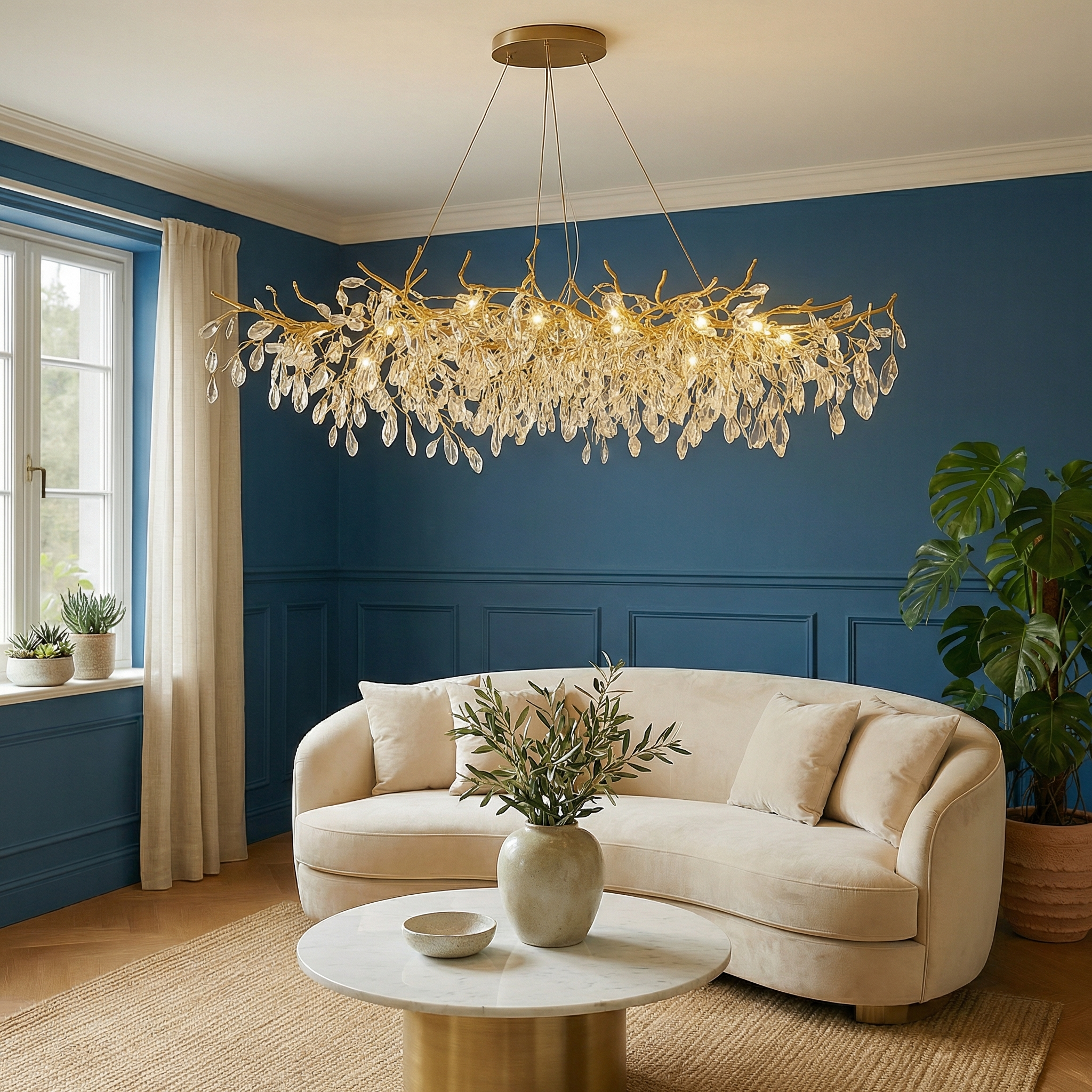 Aurora Kristall-Kronleuchter mit höhenverstellbarem Design für die Atmosphäre im Esszimmer
