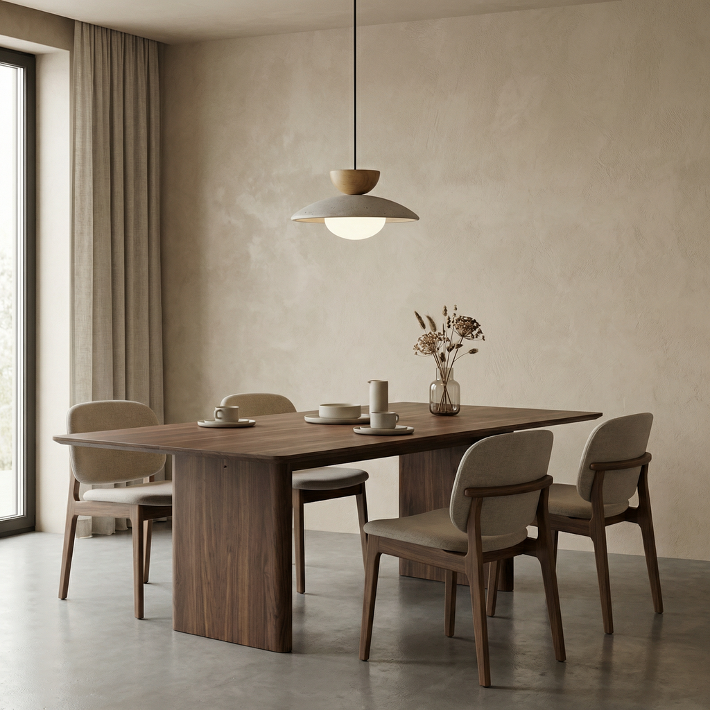 Lampada a Sospensione LumenOak con Legno Naturale e Vetro per Cucina
