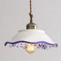 LED-valaisin keraamisella lautasella, portugalilaisella azulejo-laattakuviolla, lamppu mukana