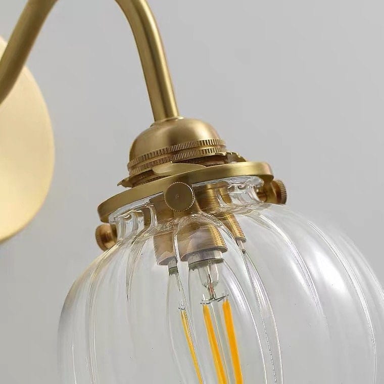 LumaVale Vintage Glass Ball Wall Light With Arched Arm