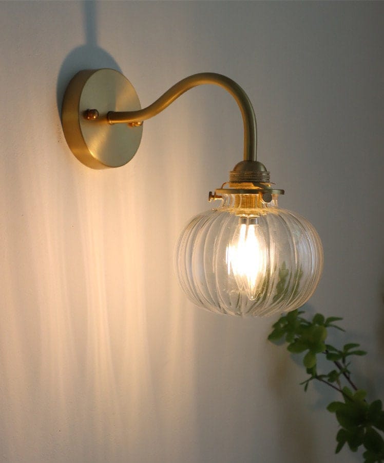 LumaVale Vintage Glass Ball Wall Light With Arched Arm