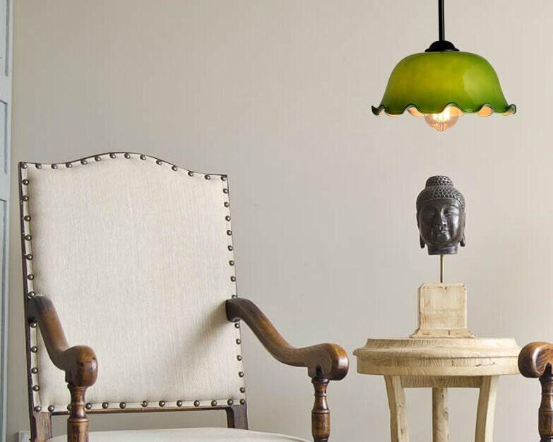 Lampada a sospensione in vetro opalino Aurelle con paralume a fazzoletto