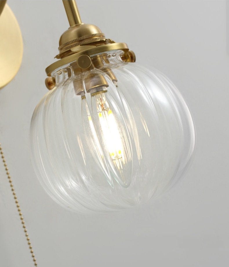 LumaVale Vintage Glass Ball Wall Light With Arched Arm