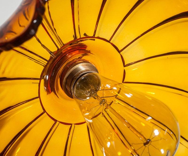 Lotus Glass Pendant With LED Light Bulb Included In Vintage Style