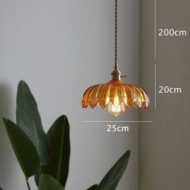 Lotus Glass Pendant With LED Light Bulb Included In Vintage Style