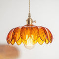 Lotus Glass Pendant With LED Light Bulb Included In Vintage Style