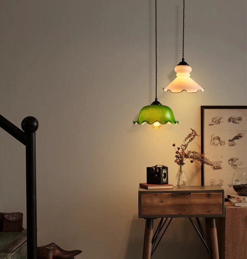 Belle Doll Opaline Glass Pendant Light LED French Vintage