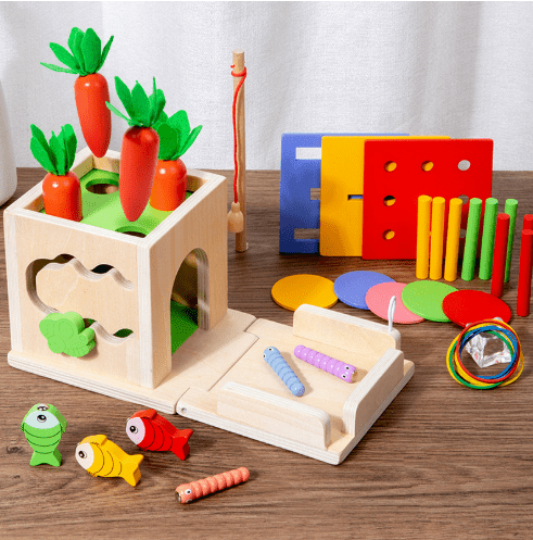 CurioCube Montessori Toy Box With Eight Learning Activities For Babies