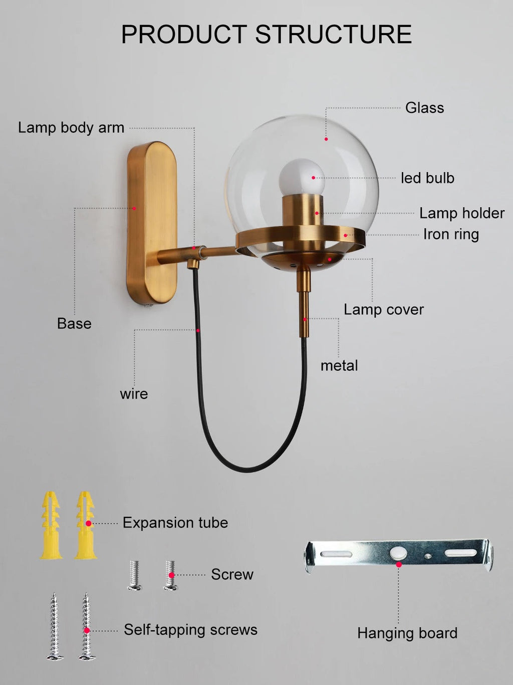 LumiSphere Modern Wall Lamp - Iron Sphere Light Fixture