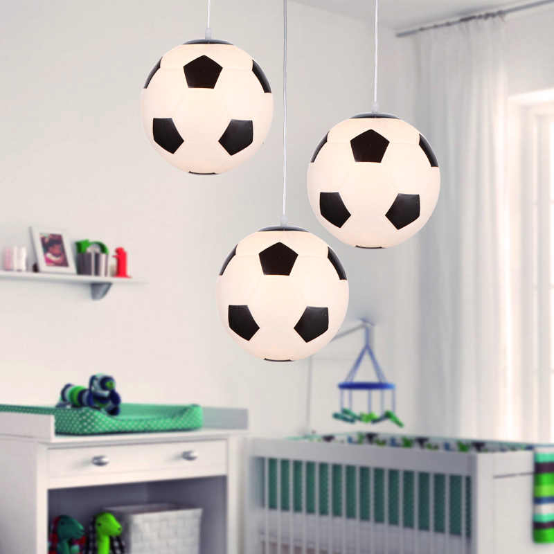 Kids Room Ceiling Light With Soccer And Basketball LED 30 Cm Glass Design