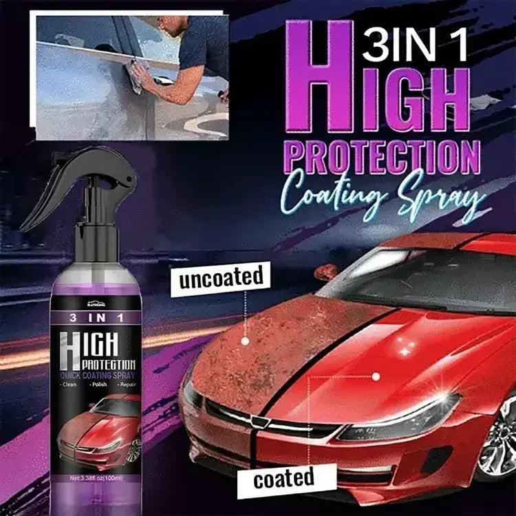 3-i-1 Bilbeskyttende Coating Spray – Højglans & Vandtæt – Til Lak og Udvendigt