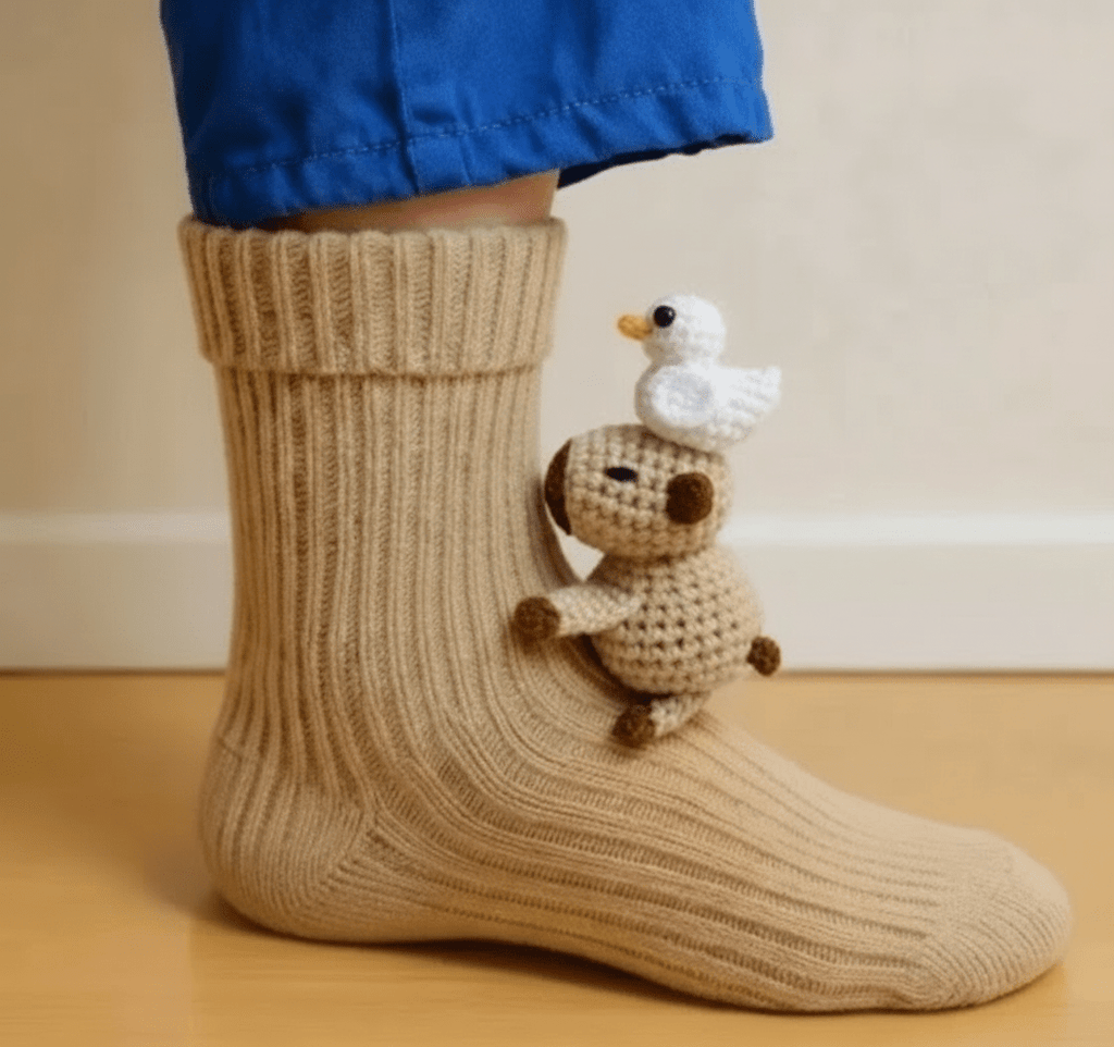 CuddleStride Cozy House Socks With Cute 3D Animal Accent And Non-Slip Sole
