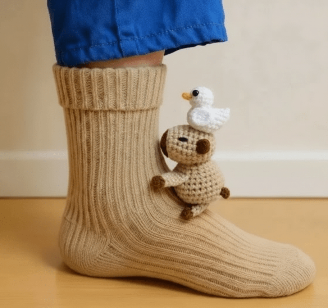 CuddleStride Cozy House Socks With Cute 3D Animal Accent And Non-Slip Sole