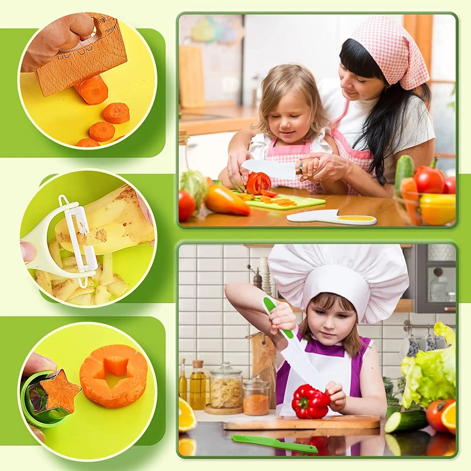 Dětská kuchyňská sada Junior Chef s bezpečným krájením pro vaření dětí