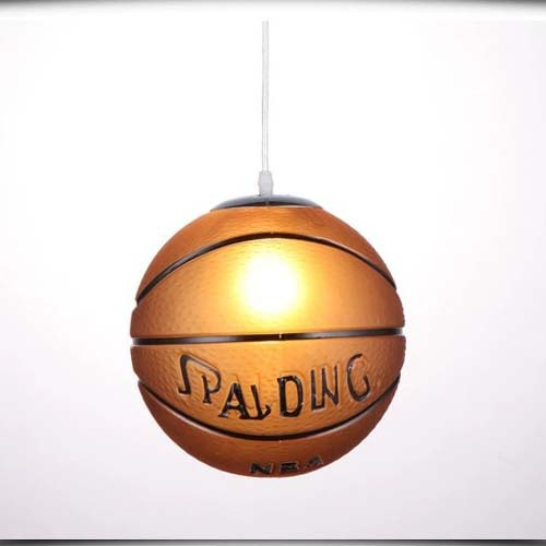 Kids Room Ceiling Light With Soccer And Basketball LED 30 Cm Glass Design