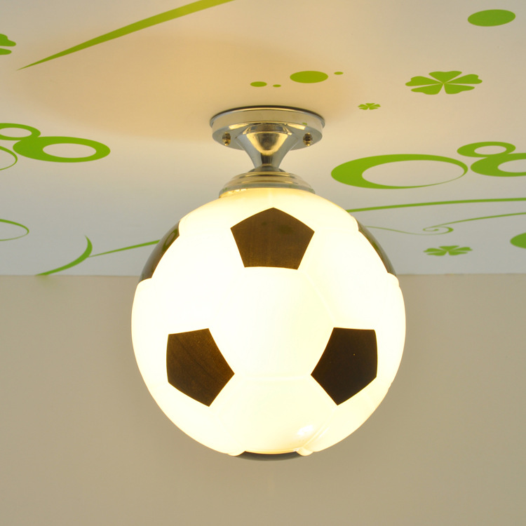 Kids Room Ceiling Light With Soccer And Basketball LED 30 Cm Glass Design
