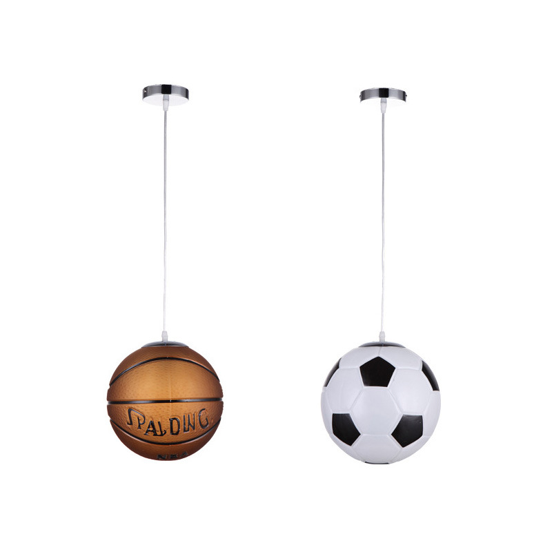 Kids Room Ceiling Light With Soccer And Basketball LED 30 Cm Glass Design
