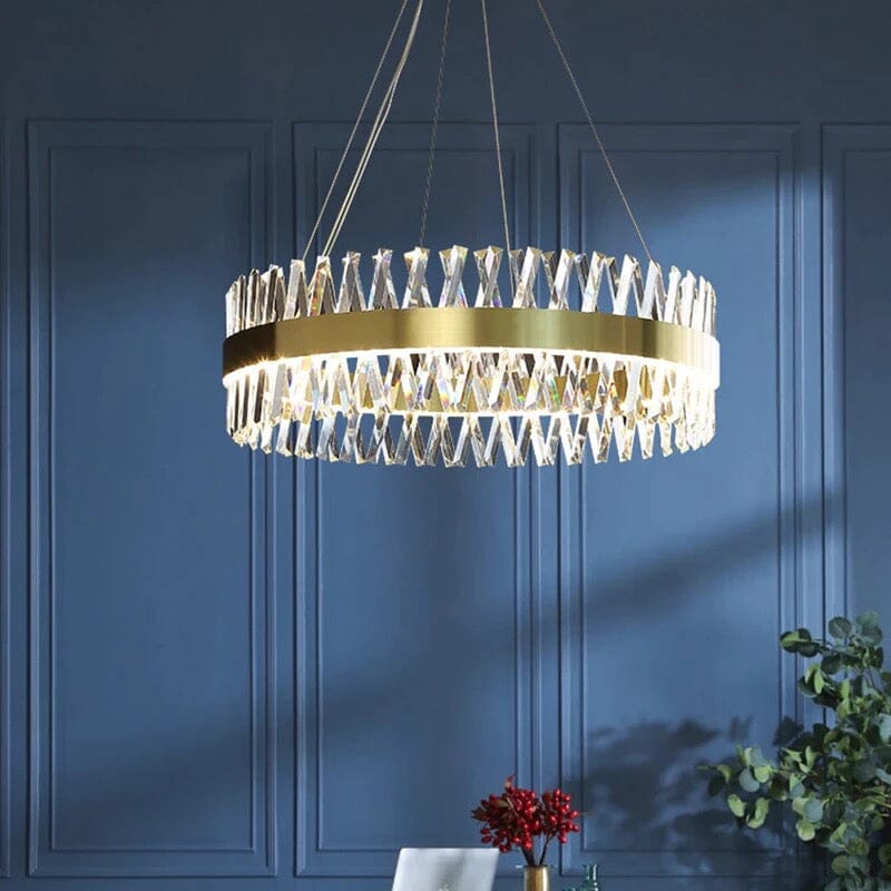 Lustre Cristal Croisé Doré Aurelia avec Éclat Luxor