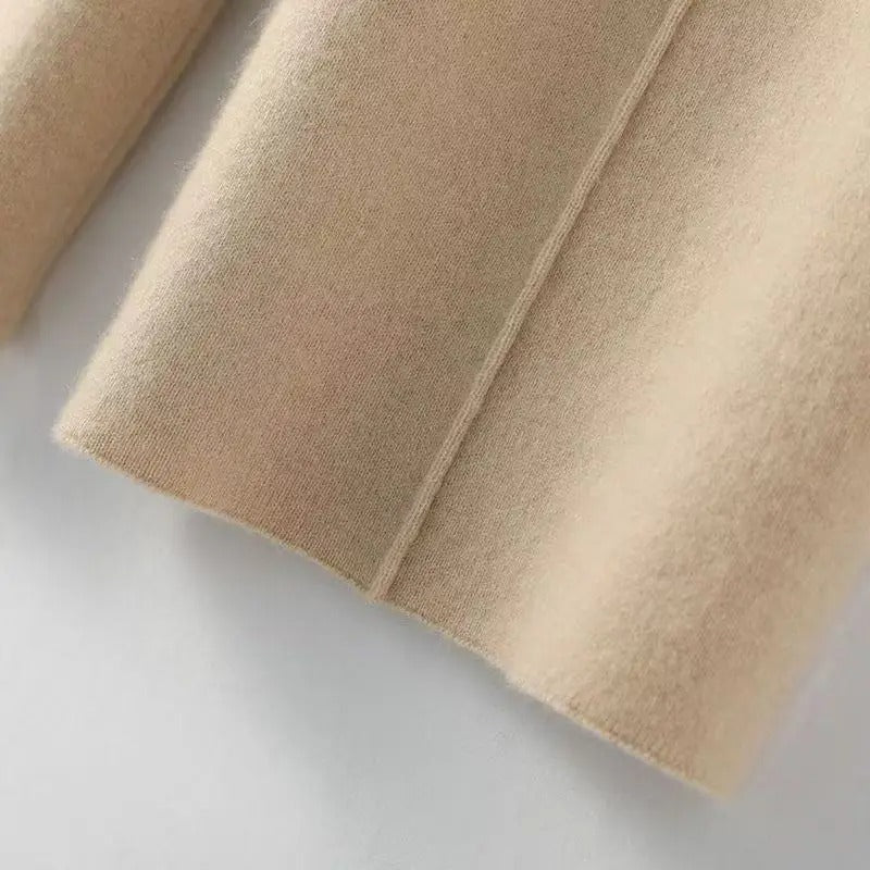 Women's Wool Cashmere Blend Wide-Leg Trousers With Elastic Waist