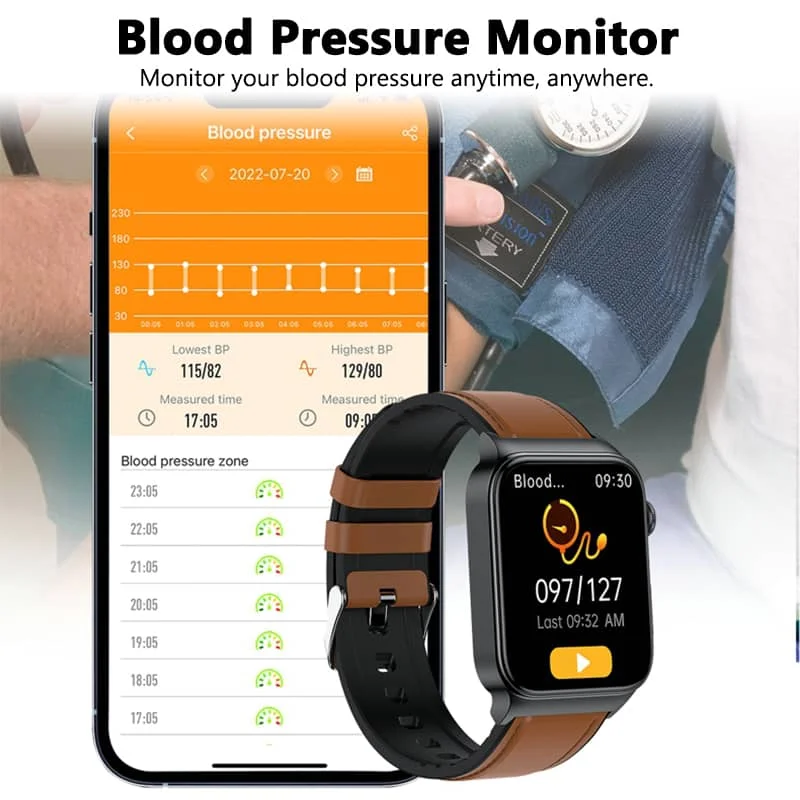 All-in-One Health Monitoring Smartwatch with ECG & Blood Glucose Tracker | Fervei